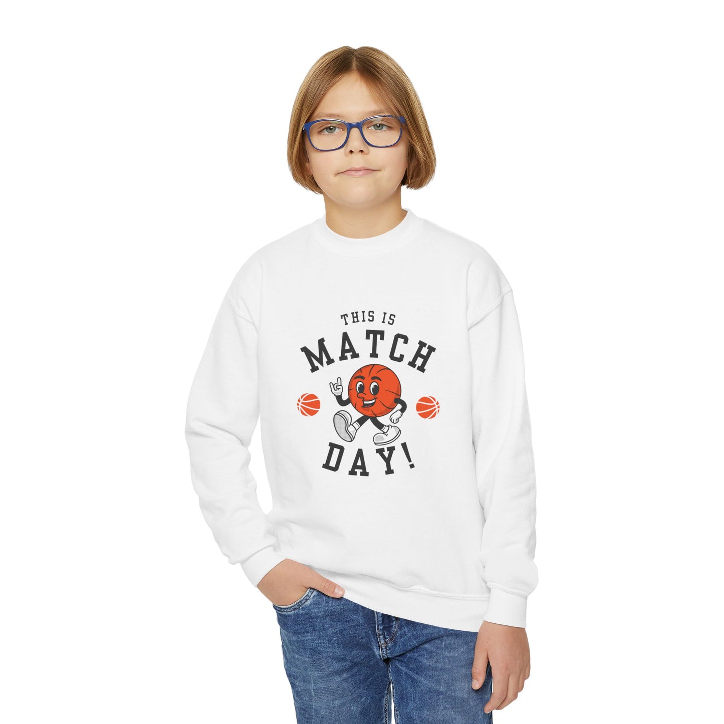 Youth Match Day Crewneck Basketball Sweatshirt Sports Apparel Gift