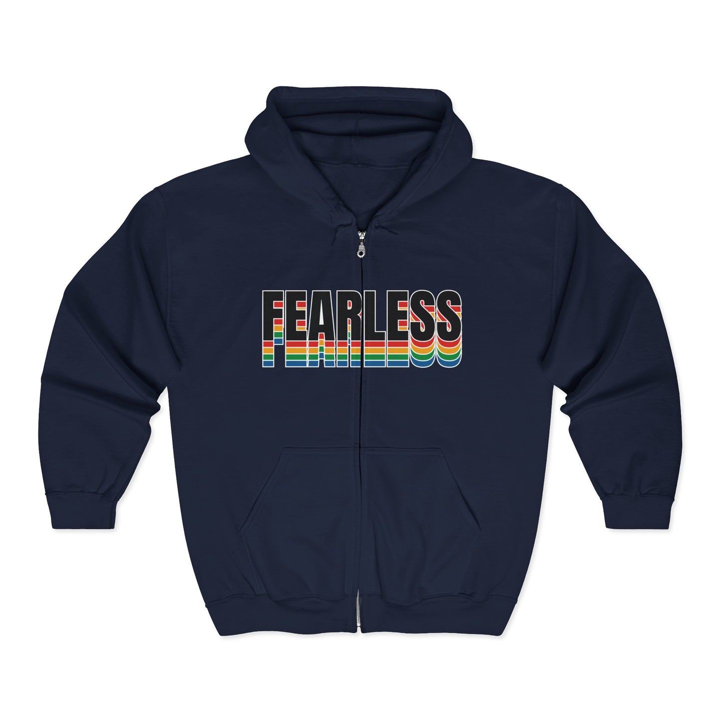 Fearless Rainbow Unisex Zip Hoodie Motivational Trendy Casual