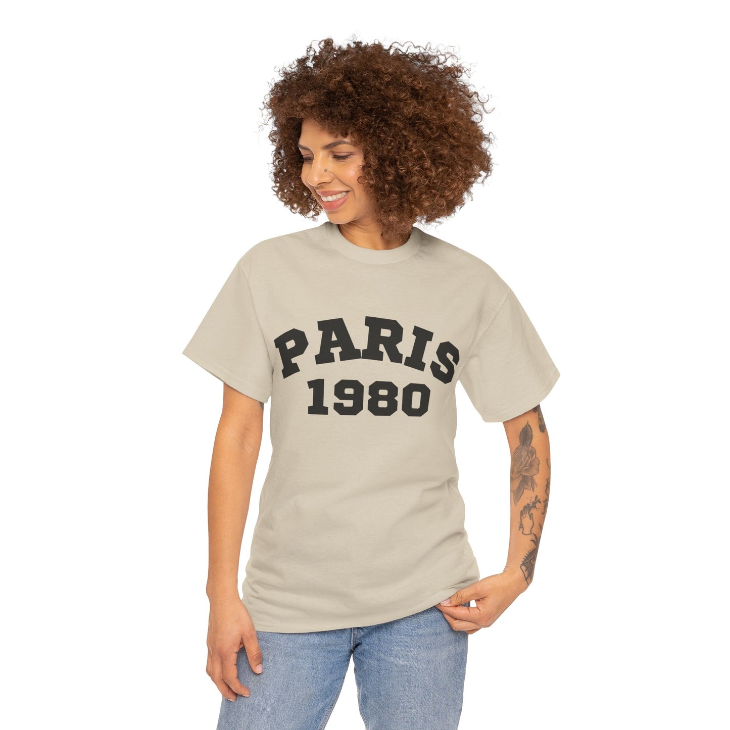 Vintage Paris 1980 Unisex Heavy Cotton Tee  Retro Travel Fashion & Statement Shirt