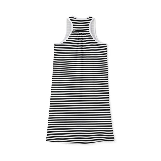 Chic Black and White Striped Women’s Racerback Dress Summer Wear