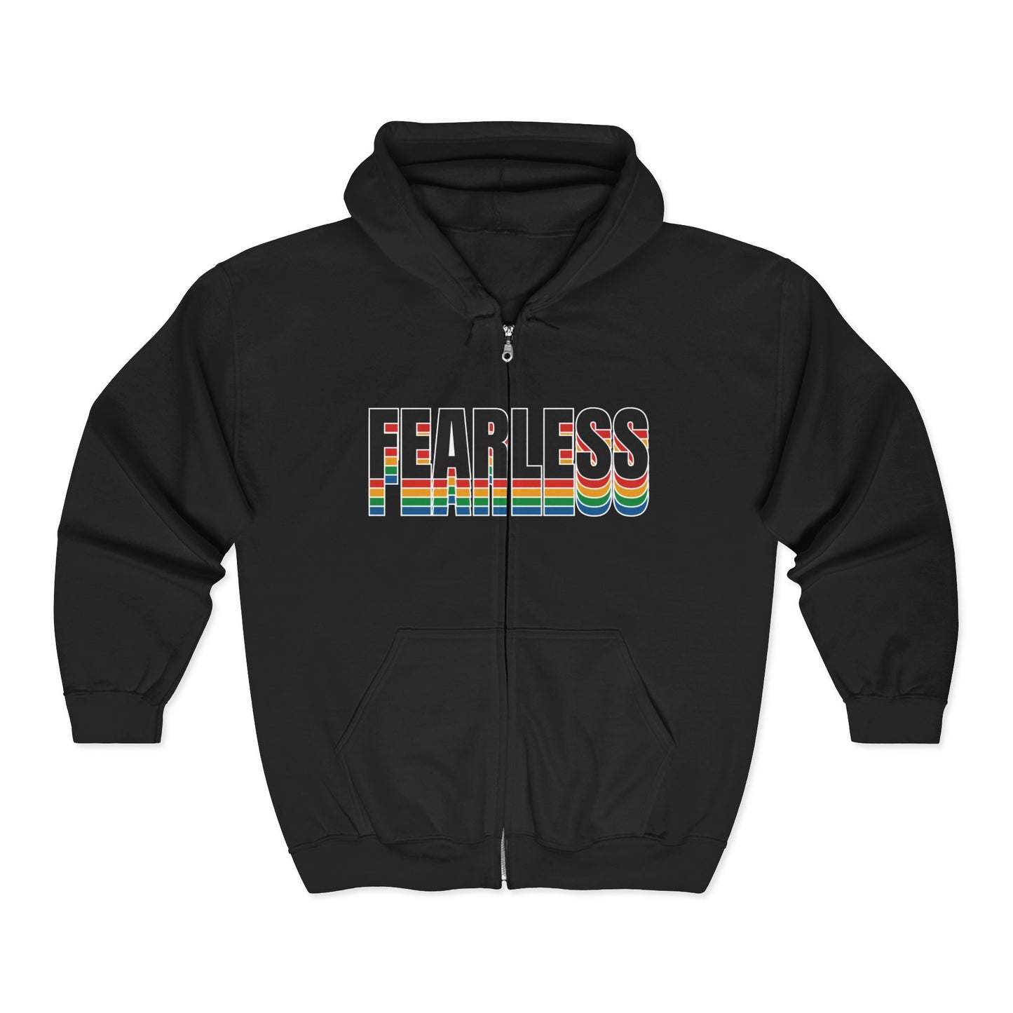 Fearless Rainbow Unisex Zip Hoodie Motivational Trendy Casual