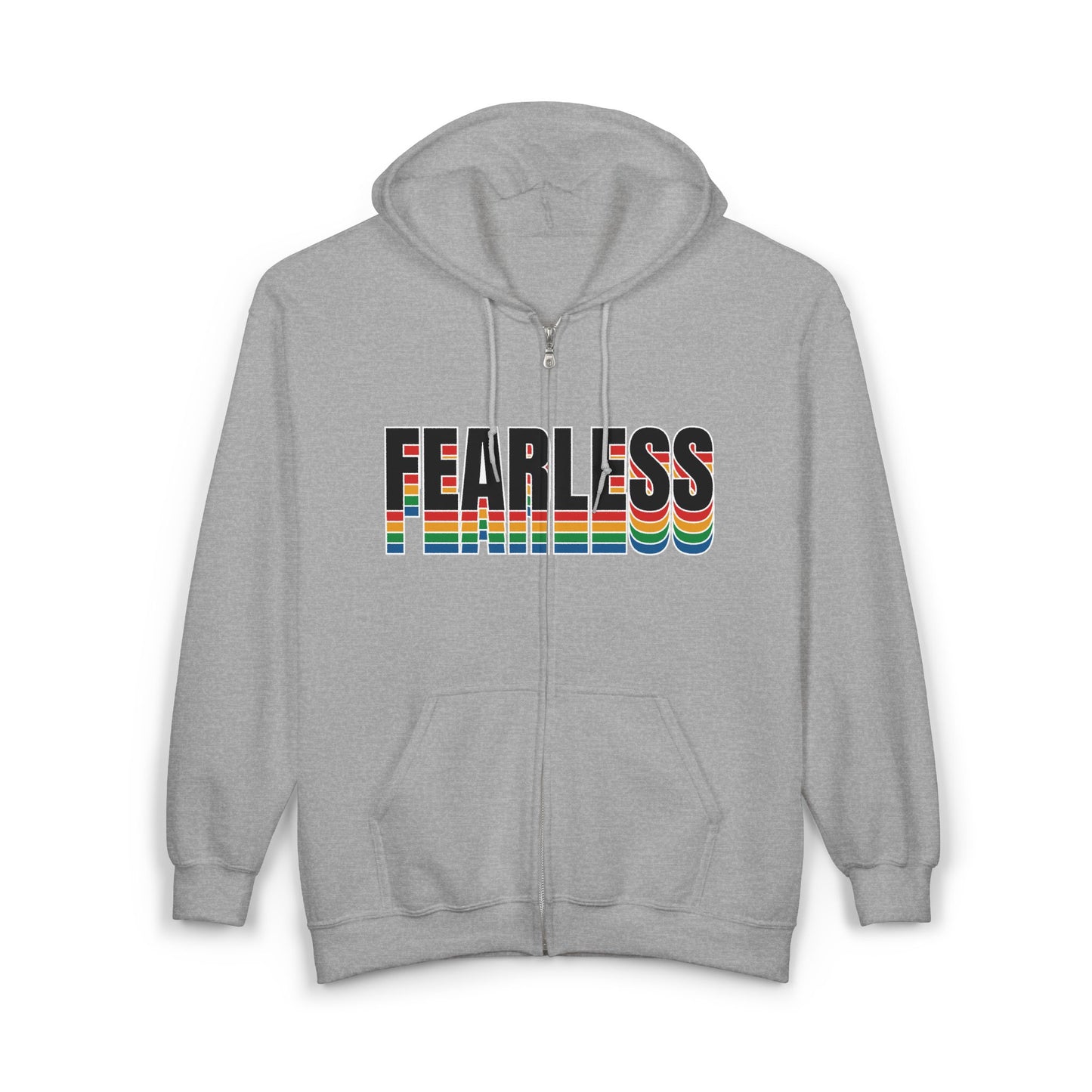 Fearless Rainbow Unisex Zip Hoodie Motivational Trendy Casual