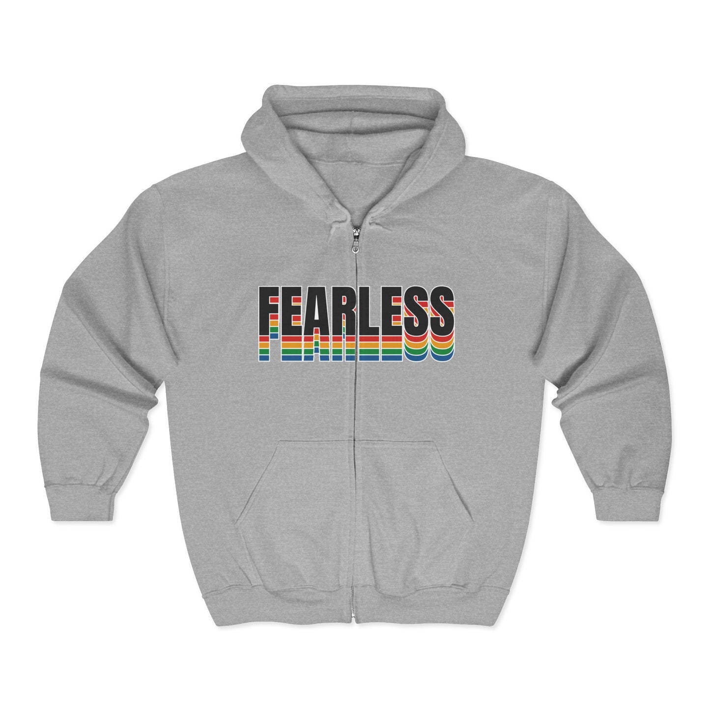 Fearless Rainbow Unisex Zip Hoodie Motivational Trendy Casual