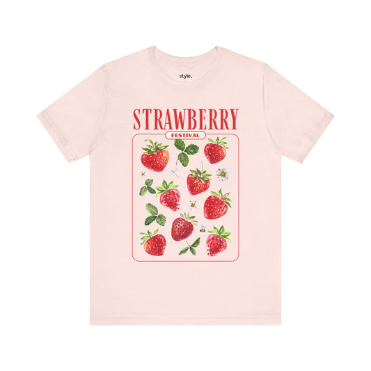 Strawberry Festival Unisex Tee Cute Summer Graphic Shirt for Fruit & Berry Lovers