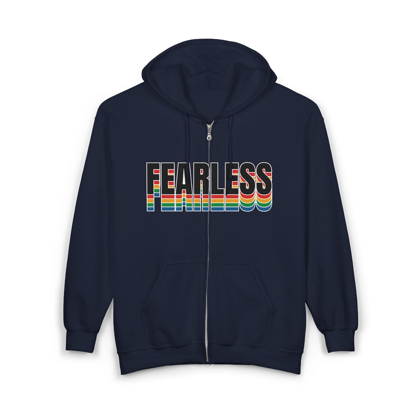 Fearless Rainbow Unisex Zip Hoodie Motivational Trendy Casual