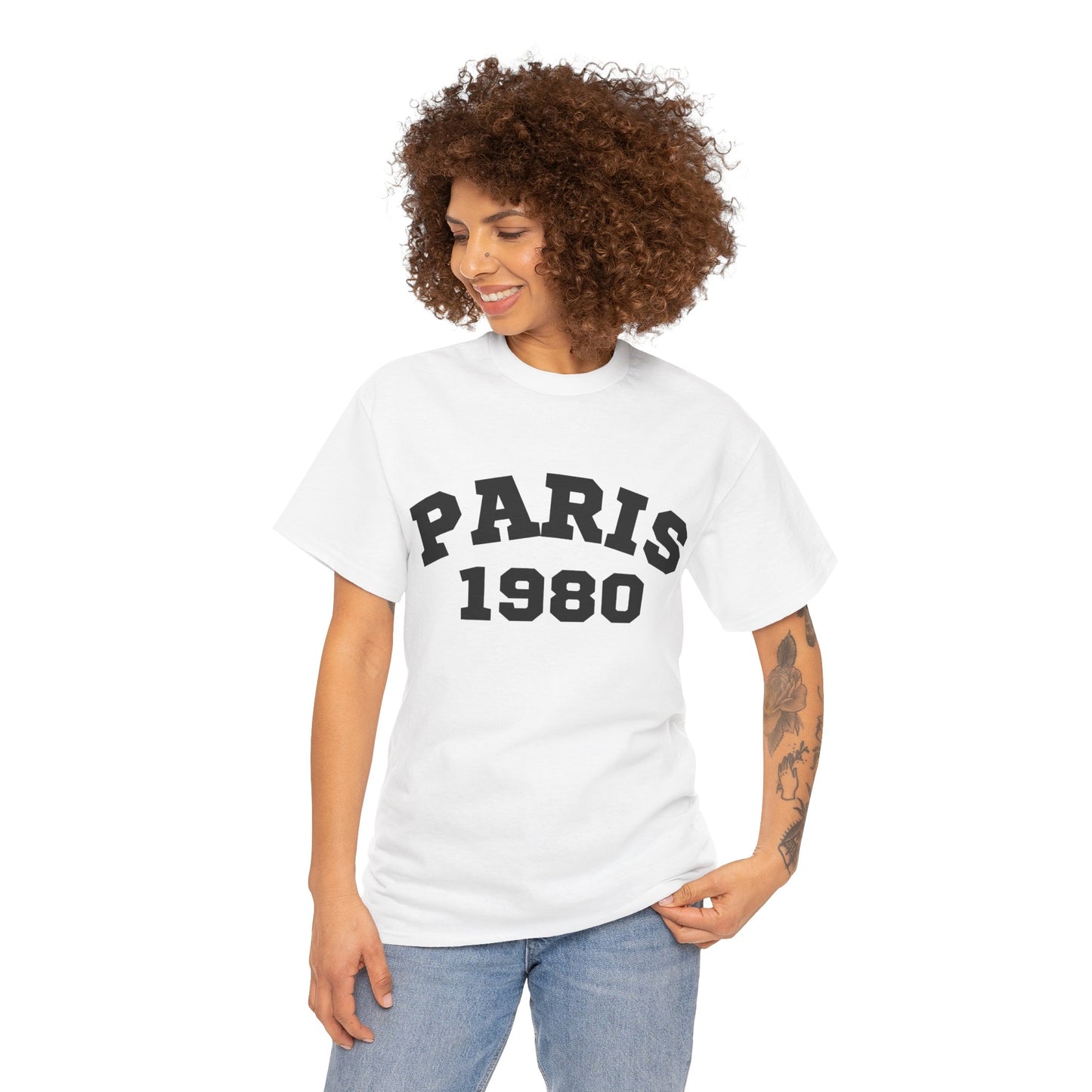 Vintage Paris 1980 Unisex Heavy Cotton Tee  Retro Travel Fashion & Statement Shirt