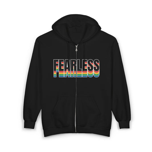 Fearless Rainbow Unisex Zip Hoodie Motivational Trendy Casual