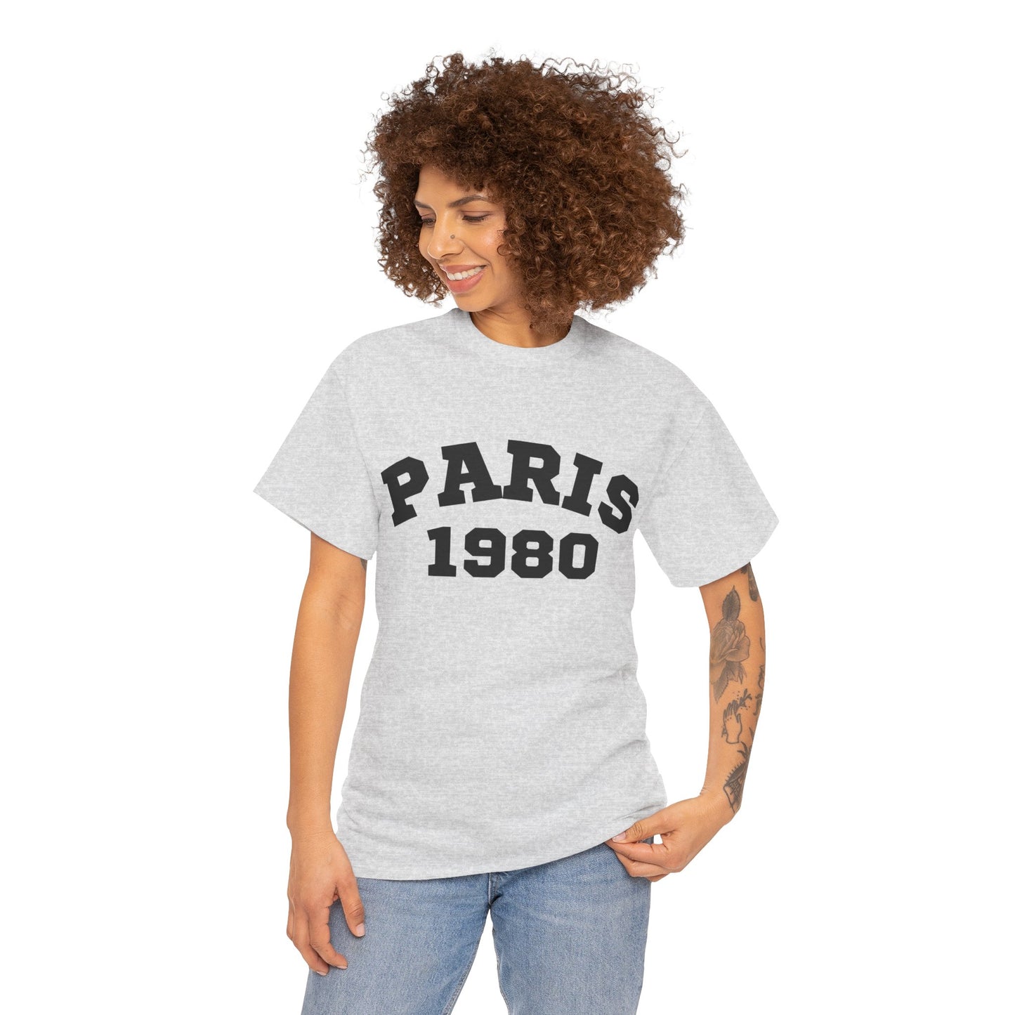 Vintage Paris 1980 Unisex Heavy Cotton Tee  Retro Travel Fashion & Statement Shirt