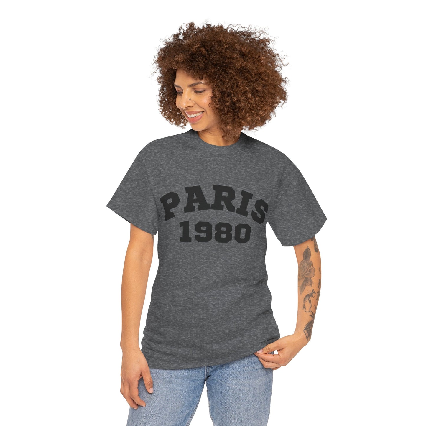 Vintage Paris 1980 Unisex Heavy Cotton Tee  Retro Travel Fashion & Statement Shirt