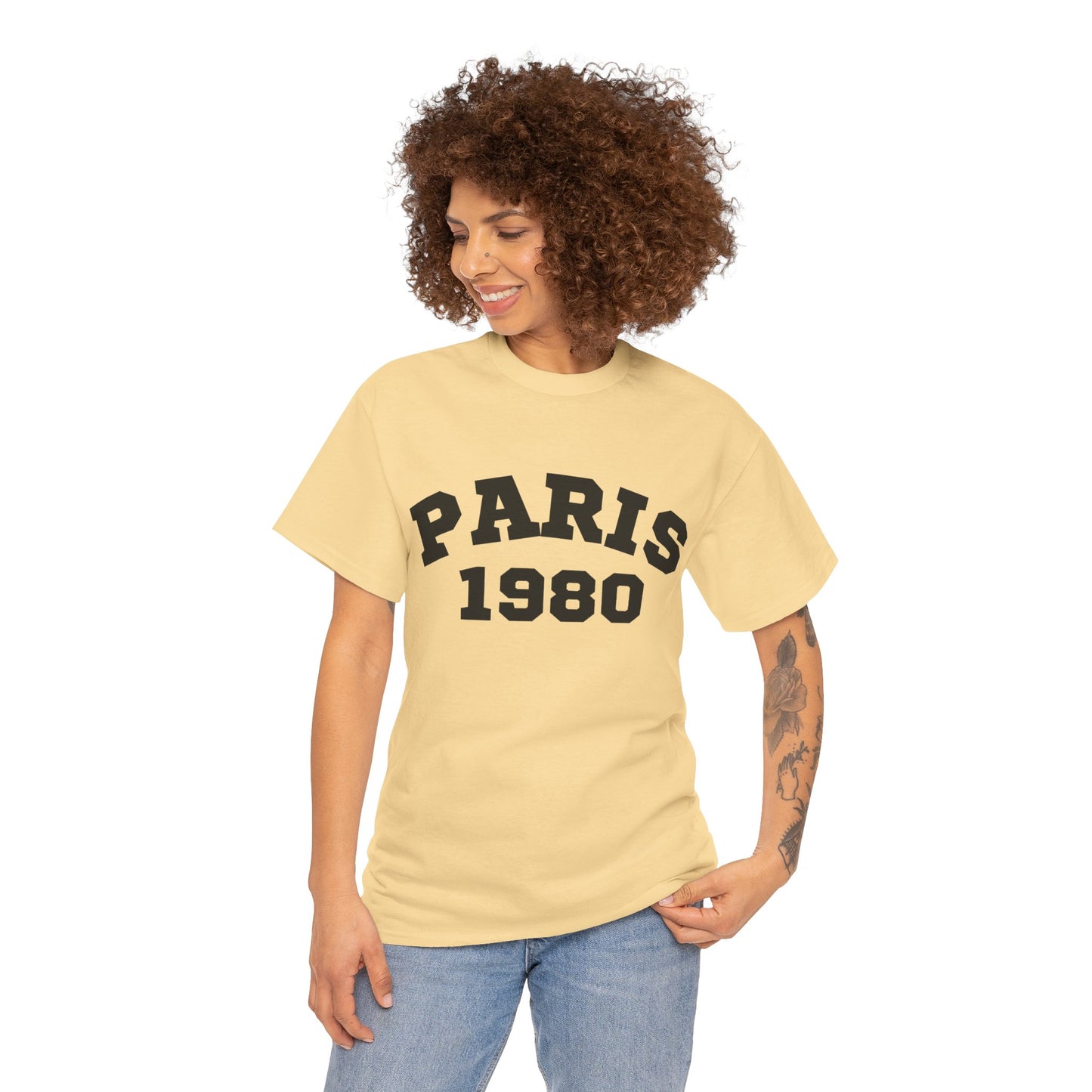 Vintage Paris 1980 Unisex Heavy Cotton Tee  Retro Travel Fashion & Statement Shirt