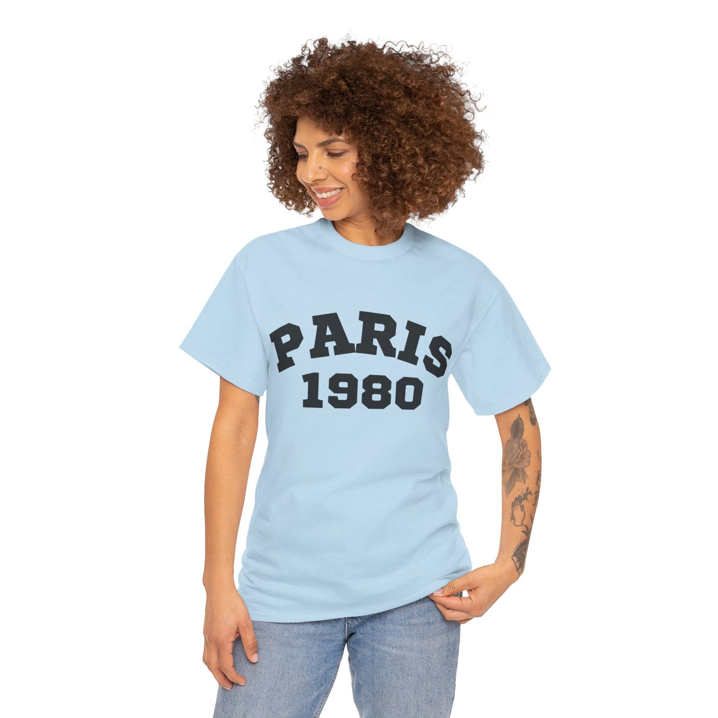 Vintage Paris 1980 Unisex Heavy Cotton Tee  Retro Travel Fashion & Statement Shirt