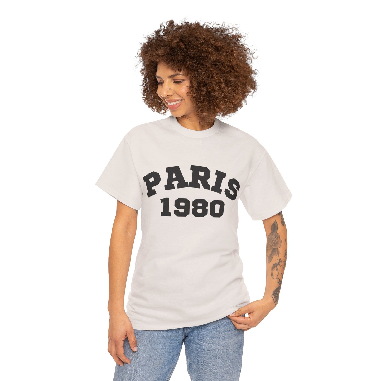 Vintage Paris 1980 Unisex Heavy Cotton Tee  Retro Travel Fashion & Statement Shirt